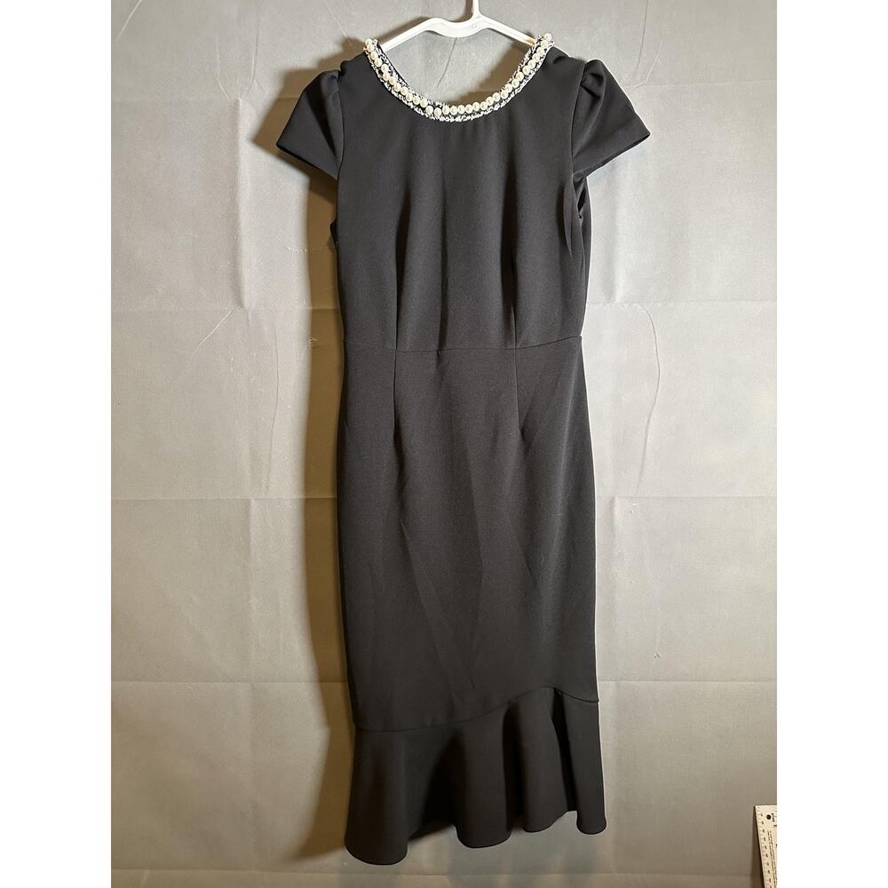 Betsey Johnson Dress Womens 2 Pearl Embellished Sheath Short Sleeve Elegant
